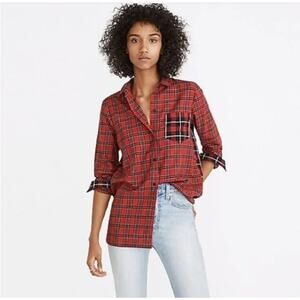 Madewell Classic Ex-Boyfriend Shirt Plaid Patchwork Size Medium